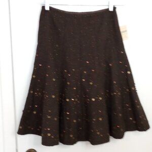 Coldwater Creek Brown Studded Twill Skirt